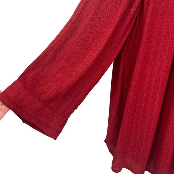 Soft Surroundings Scooped Neck 3/4 Sleeve Tunic Top Burgundy Small Petite - Picture 3 of 6
